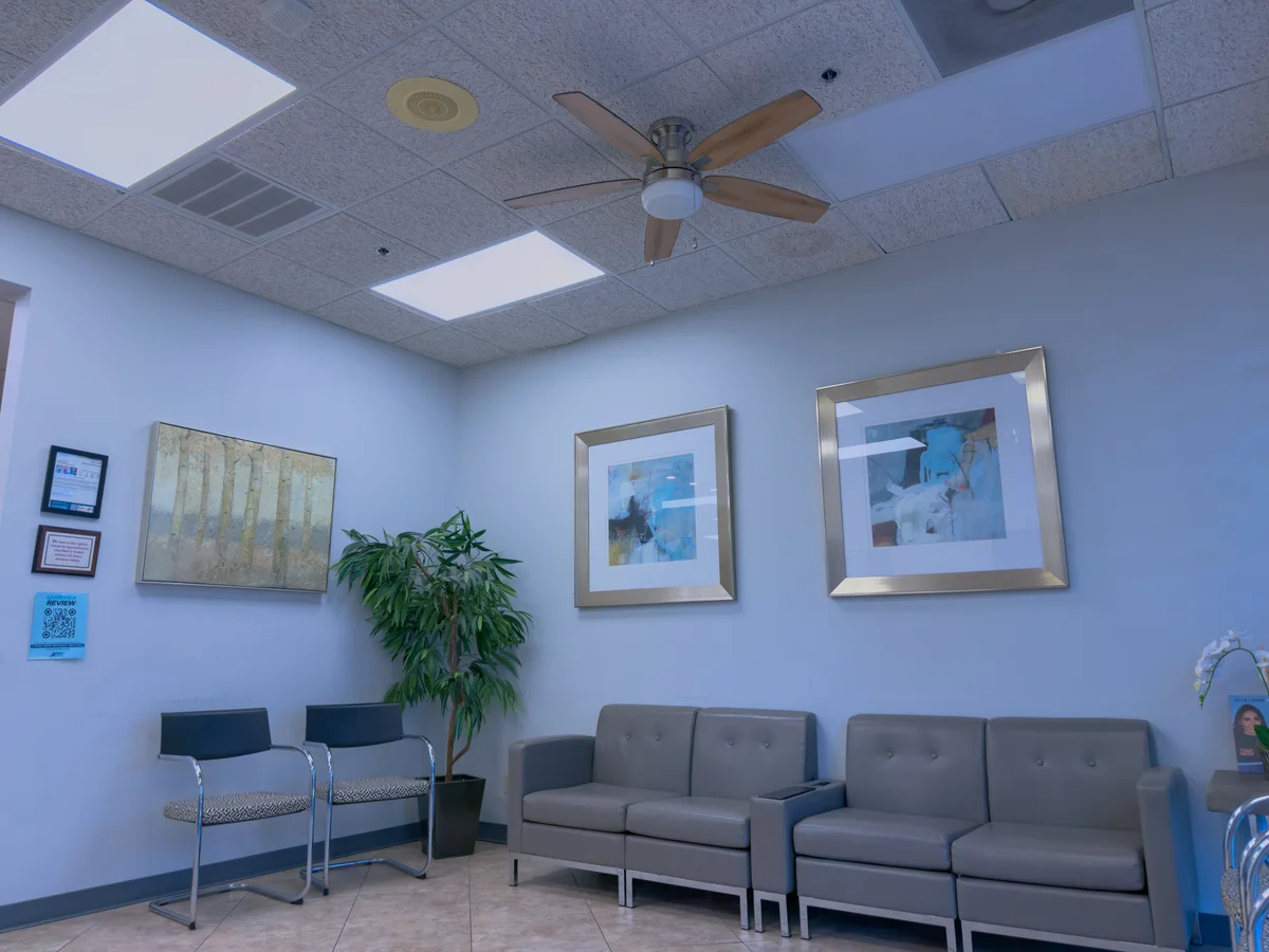 Waiting-room seating at Arlington Dental Associates